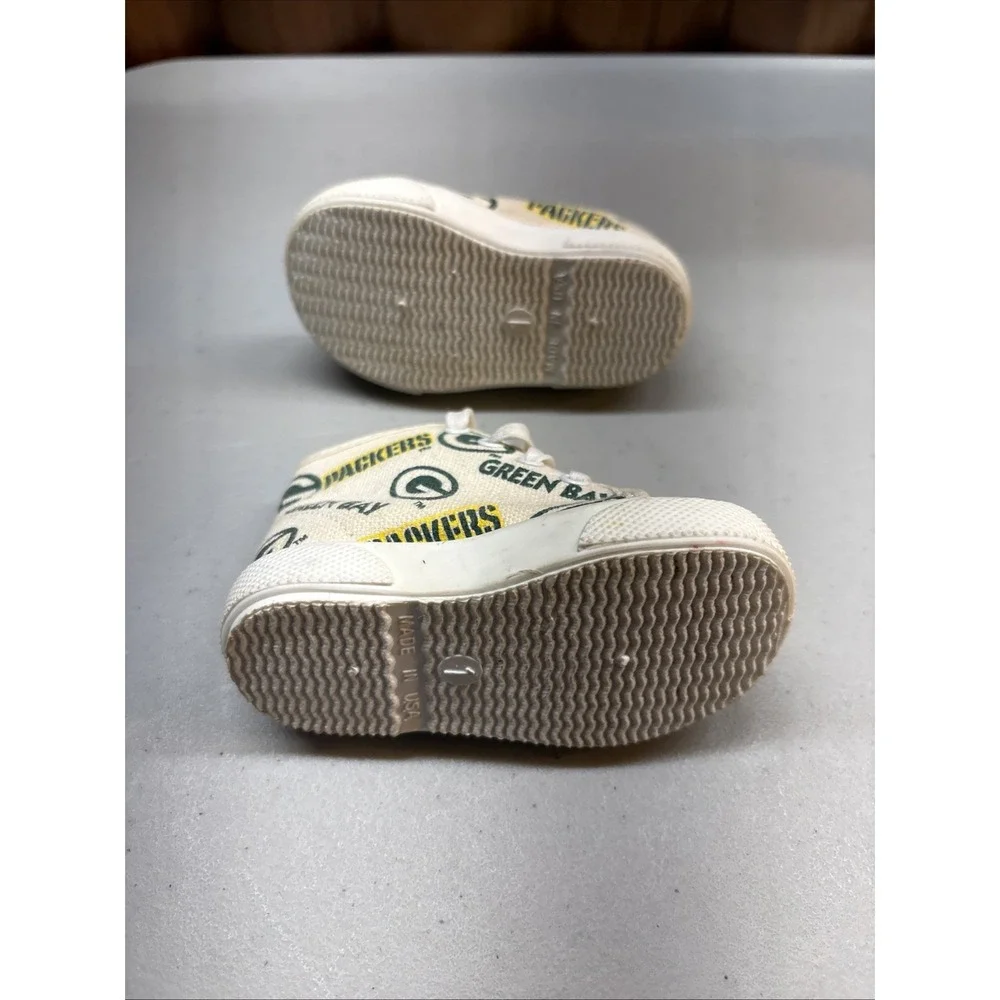 Green Bay Packers Baby High Top Shoes Size 1 Vintage Football USA Excellent